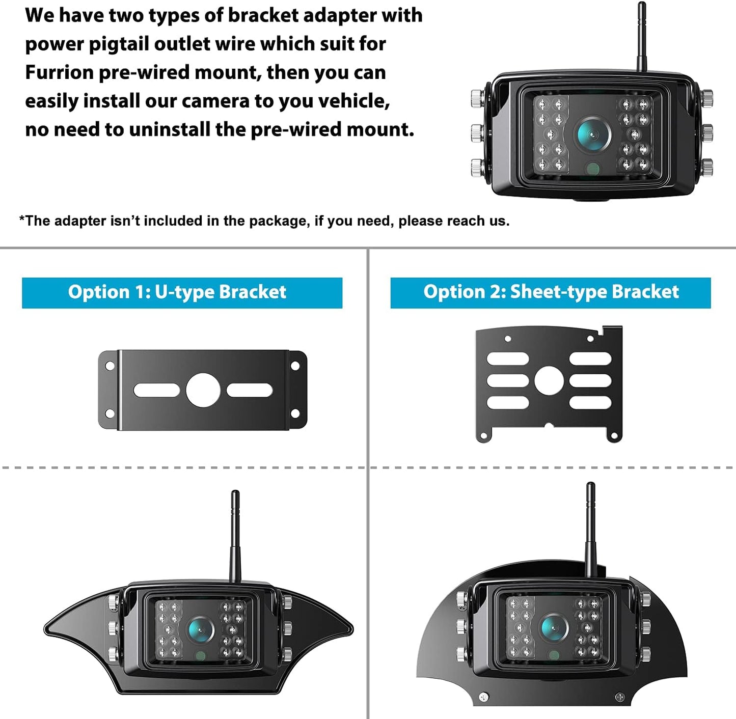 Fookoo 1080P 10" Wireless Backup Camera System, 10" Dual/Quad Split Monitor with Recording, IP69 Waterproof Rear/Front View Cameras, Parking Lines for RV/Truck/Trailer/Van(DW102)