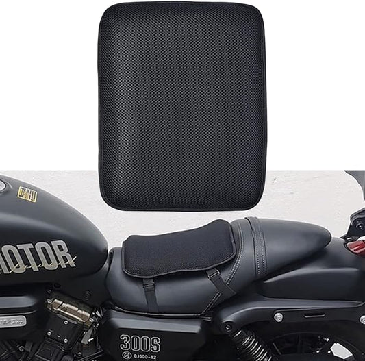 Motorcycle Gel Seat Cushion, 3D Honeycomb Shock-Absorbing, Hollow and Breathable, Hel Material is Compressive, Non-Breaking, Non-Hardening, Soft and Comfortable (Small Rectangular Style)