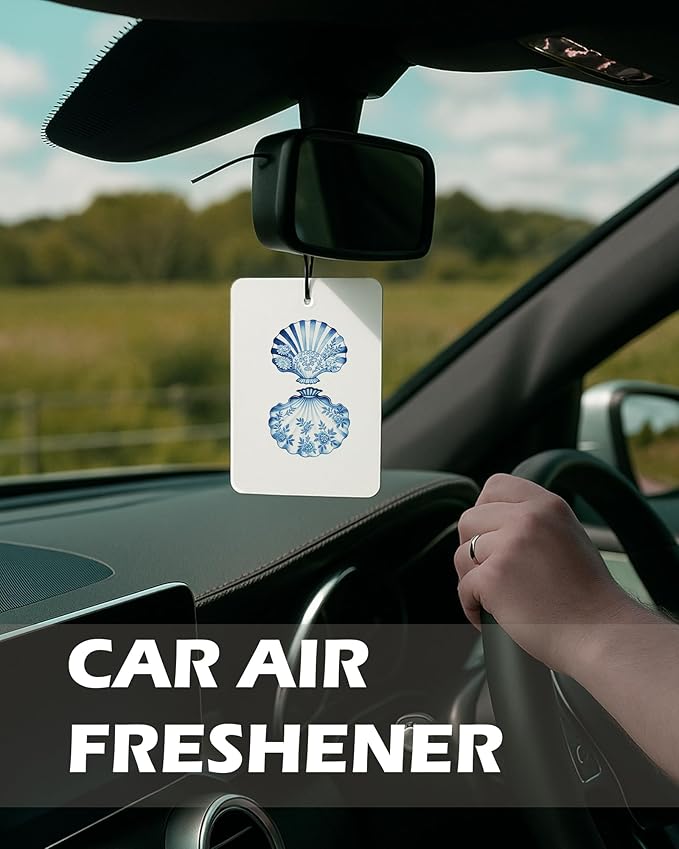 Blue Ocean Beach Cologne Car Air Freshener 4 Pcs, Coastal Crab Oyster Starfish Seashell Hanging Air Freshener for Cars Bathroom Dorm Books Decor, Beachy Accessories Gifts for Women Girls