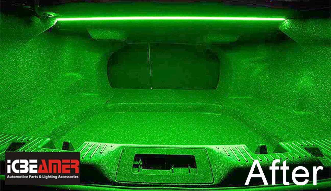 ICBEAMER 12" Green 18 SMDs 2835 LED Strip Light Universal Fit Car Trunk Cargo Area or Interior Illumination
