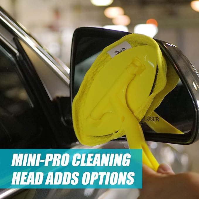 Invisible Glass Reach and Clean Tool - Extendable Handle, Washable Microfiber for Auto Interior/Exterior Glass (Pack of 6)
