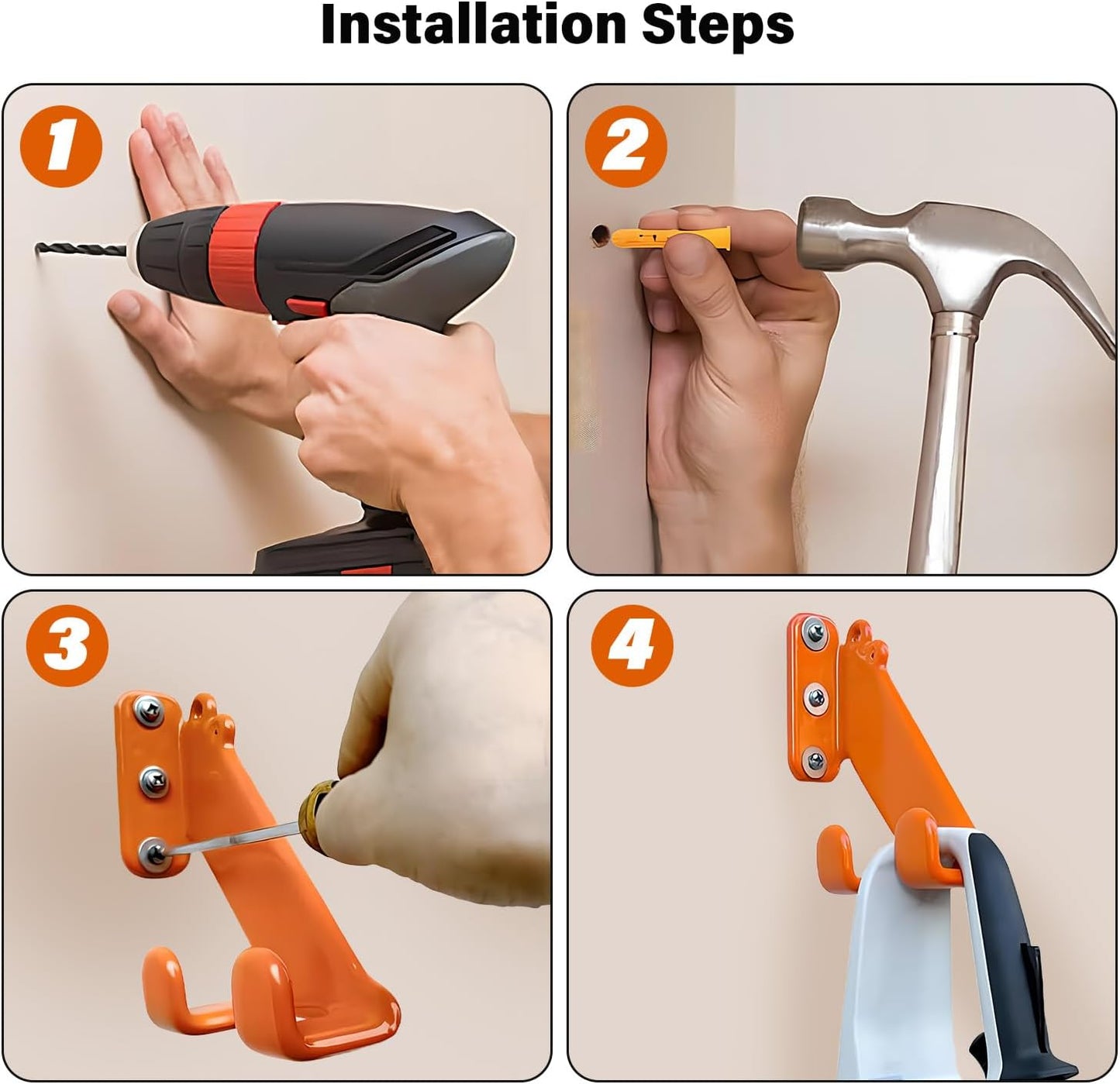 Chainsaw Hanger - 1Pack/2 Pack Chainsaw Holder, Heavy Duty Chainsaw Wall Mount, Garage Organization Garage Storage Shed Organizer Mounted Chainsaw Rack Tool Racks (2, Orange)