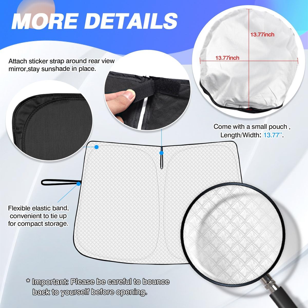 Windshield Sun Shade for 2021-2025 2026 Volkswagen/VW ID.4 Accessories Thicken 6-Layer Front Window Sunshade Cover Sun Visor Protector Foldable Block UV Rays Keep Vehicle Cool