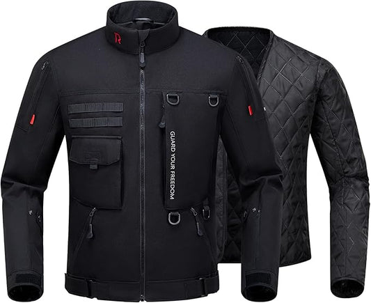 Motorcycle Jacket, CE Certified Class A, Winter Windproof Riding Jacket for Cold Weather with Removable Warm Liner L