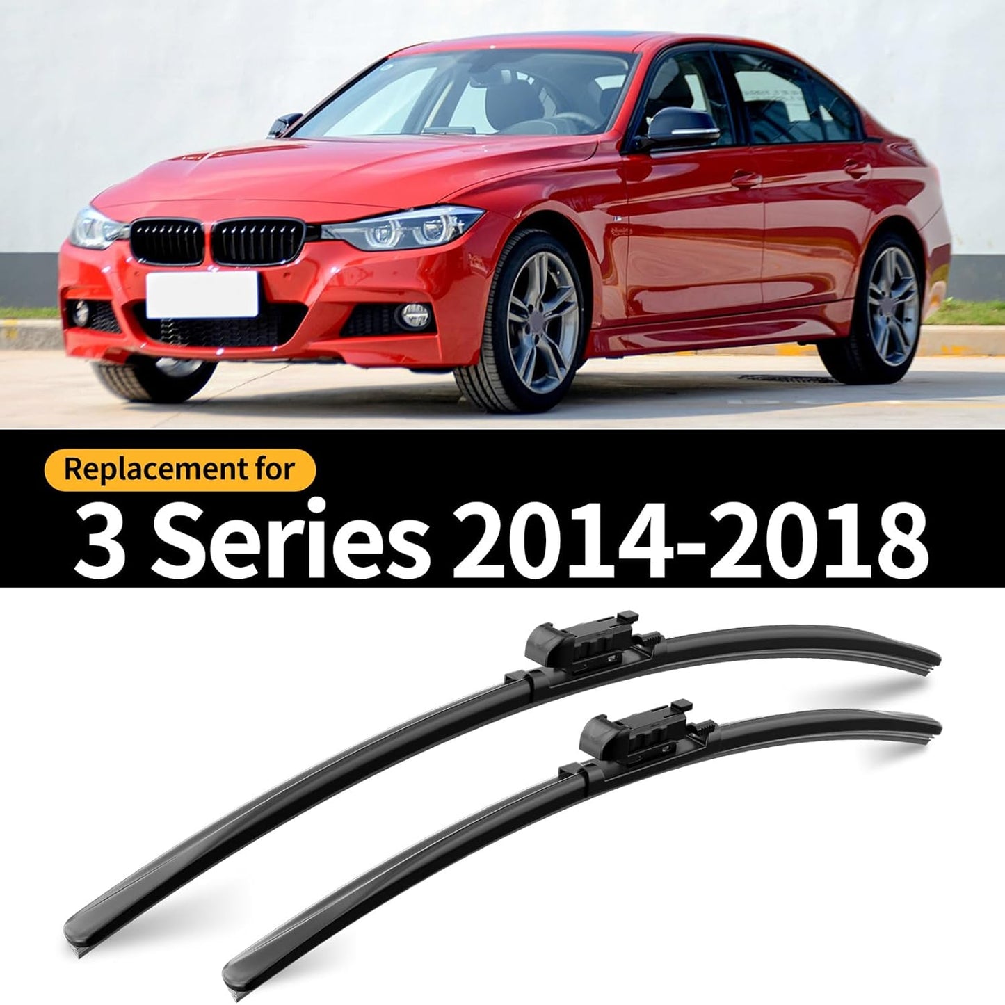 Front Rain Wiper Blades, 2-Piece Set for BMW 3 Series 320i 328i 328d 330i 330e 335i 340i 2014 2015 2016 2017 2018,Automotive Replacement Wiper Blades for Car Window