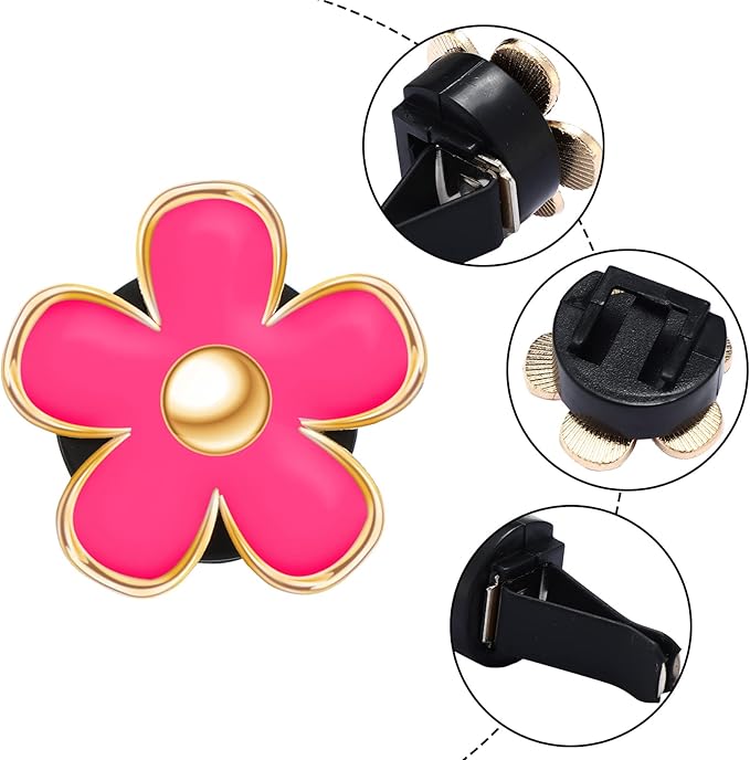 Frienda 6 Pcs Daisy Flower Air Vent Clip Accessories Air Conditioning Outlet Clip Car Air Freshener Dashboard Accessories Charm Car Inter Decor(2.5 cm, 3 cm, 3.3 cm,Red)