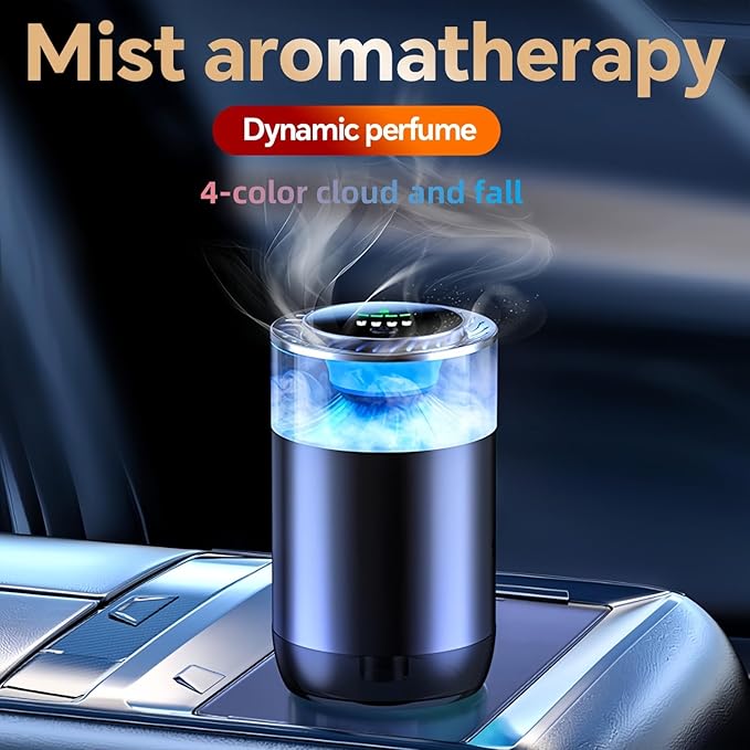 Smart Dffuser for Car, Colorful Light Scent Diffuser, Auto On/Off Car Air Freshener, Adjustable Intensity, 4 Mode Scents Refill X2 (Osmanthus Orchid)