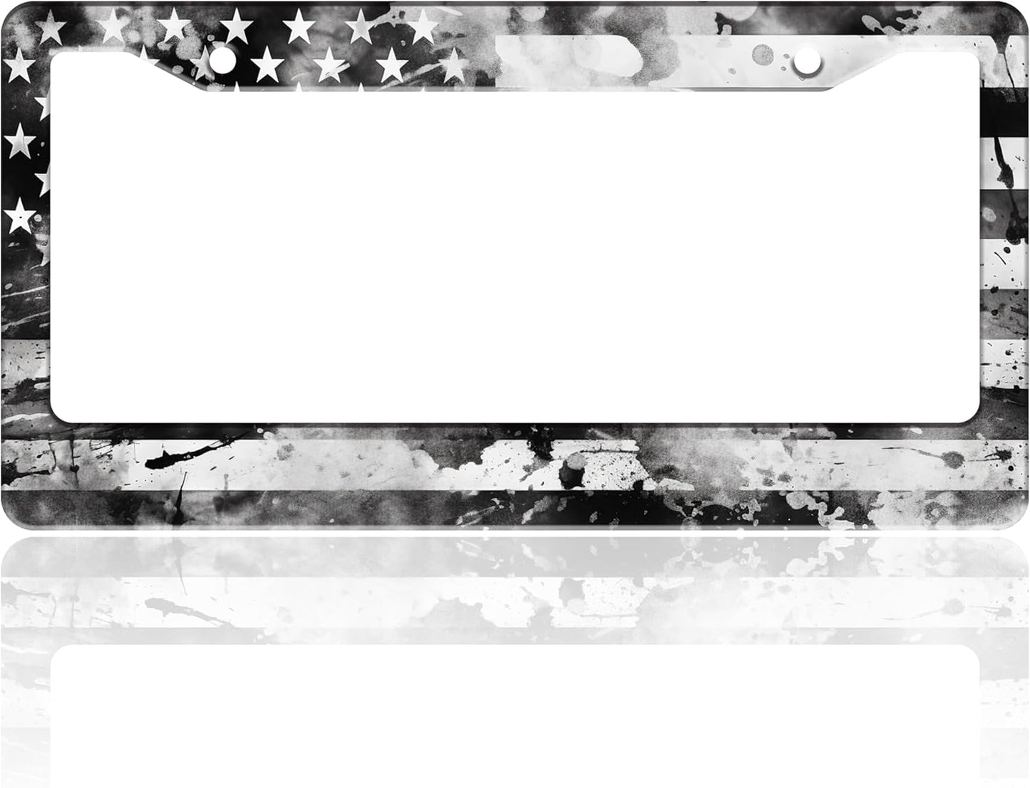 Vintage American Flag License Plate Frame USA Flag Stainless Steel License Plate Holder for Front or Rear Car Tags Funny for Car Decoration Accessories with Screws 6.3 X 12.2 in for Women Men