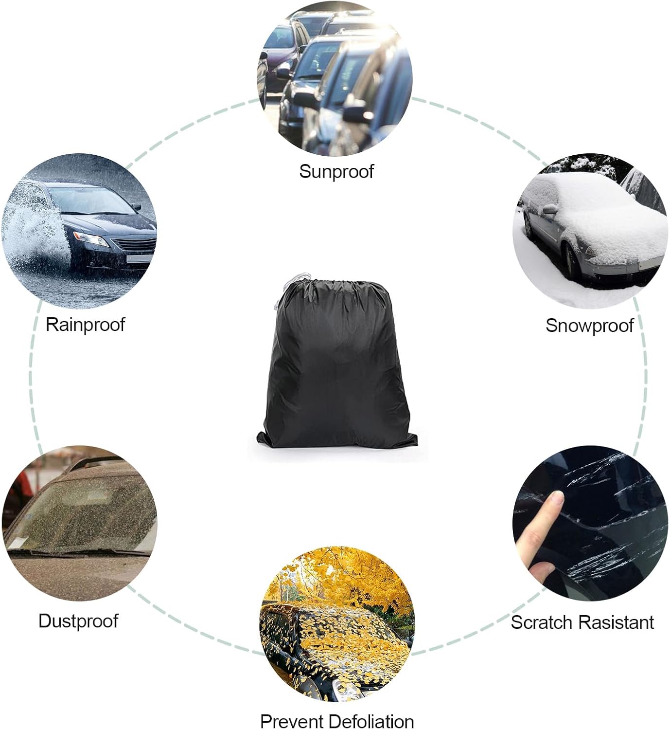 Waterproof Car Covers Replace for 1994-2023 ford mustang car cover, 6 Layers All Weather Custom-fit Car Cover with Zipper Door & Windproof Bands, Waterproof All Weather Sun Rain UV Dust Protection