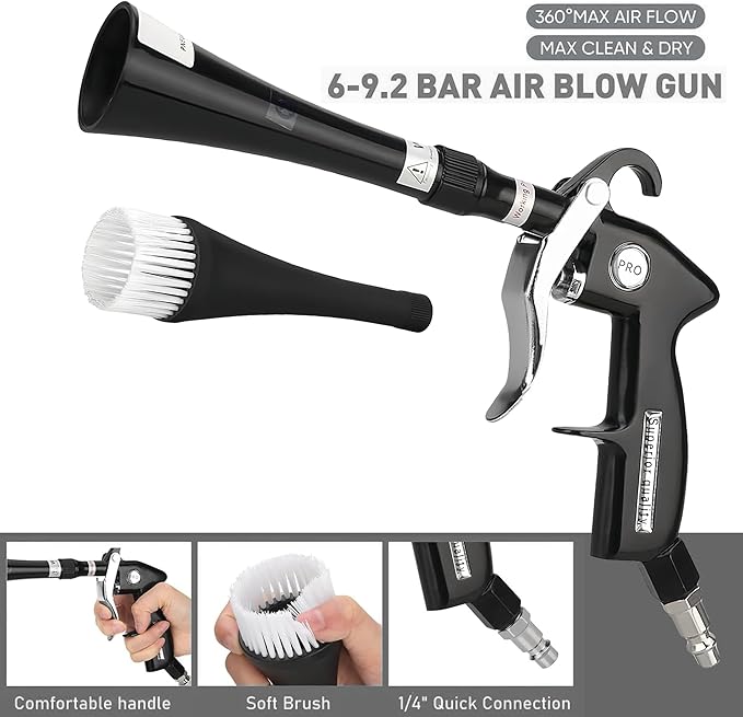 Detailing Car Cleaning Gun, High Pressure Air Blow Gun for Interior Dryer, Car Detailing Kit Interior Cleaner, Car Detailing Tools Quickly Blowing Out Dirt and Dust Working with Air Compressor