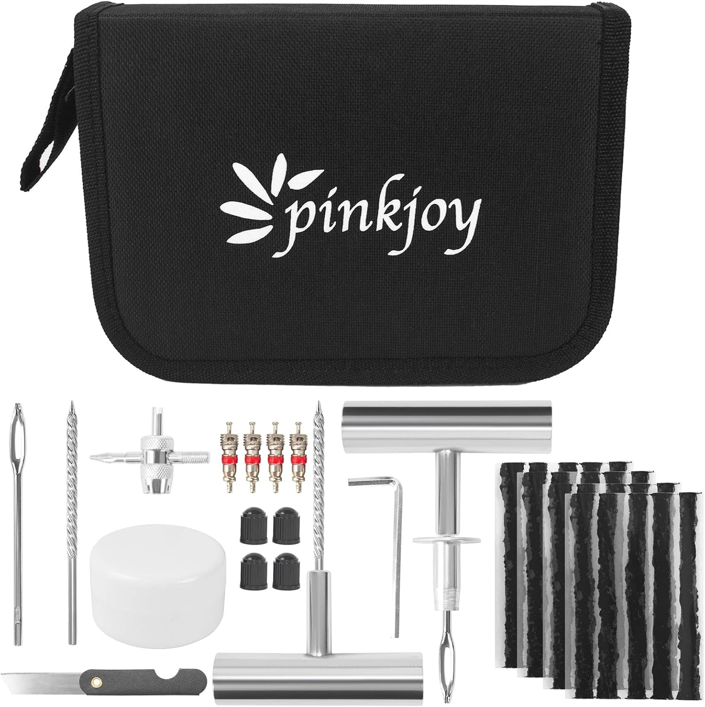 PINKJOY Tire Plug Kit with Plugs 36 Pcs for Car, Motorcycle, ATV, Jeep, Truck, Tractor Flat Tire Puncture Repair Tools