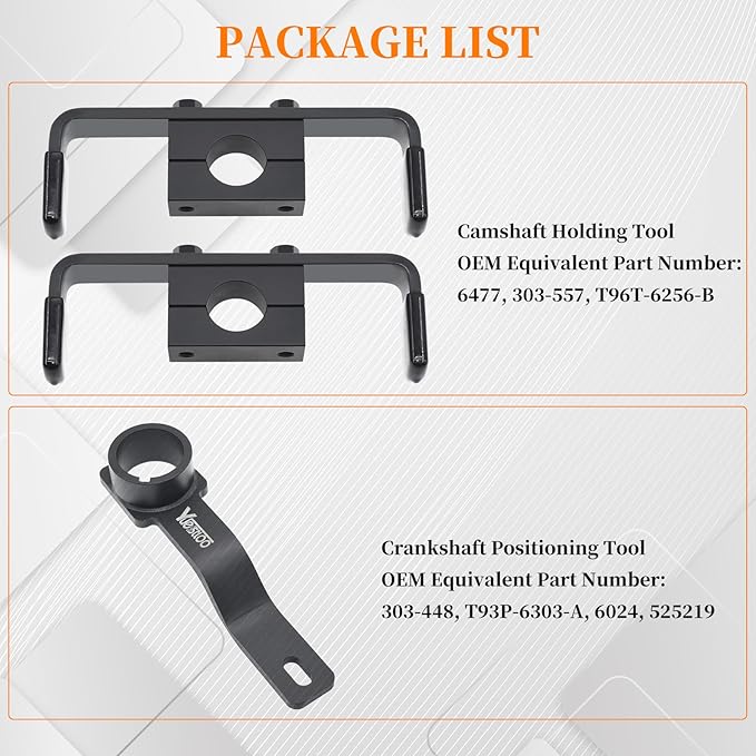 3Pcs Camshaft Holding Tool Kit with Crankshaft Positioning Tool, Compatible with Ford (F-Series Truck) F150 F250 F350 F450, Econoline Expedition 4.6L 5.4L 6.8L V8 V10, 303-557 303-448 6477 6024