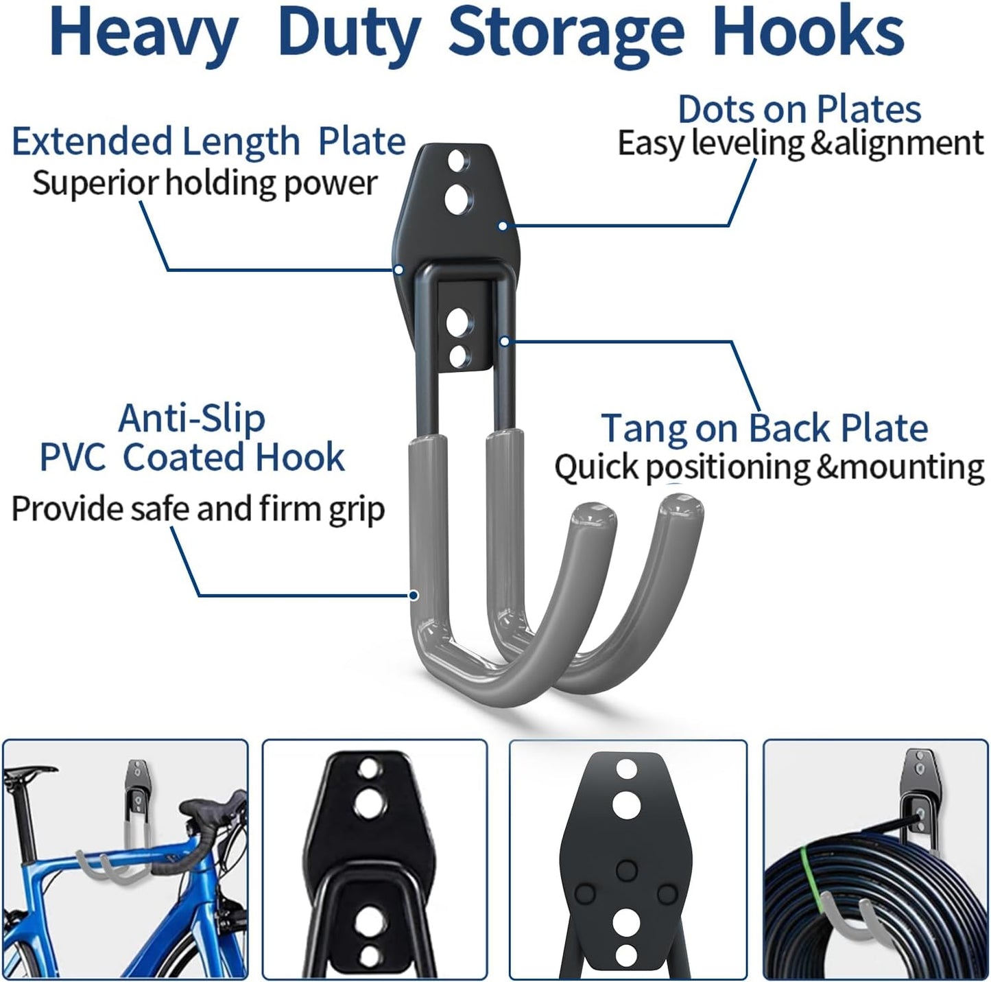 3-H Garage Wall Hooks 31 Pack, Garage Hooks Heavy Duty with Extra Welding Spots, Garage Organizer for Garden, Lawn, Yard Tools, Chairs, Ladders, Weed Eater, Shovel, Blower(Gray)