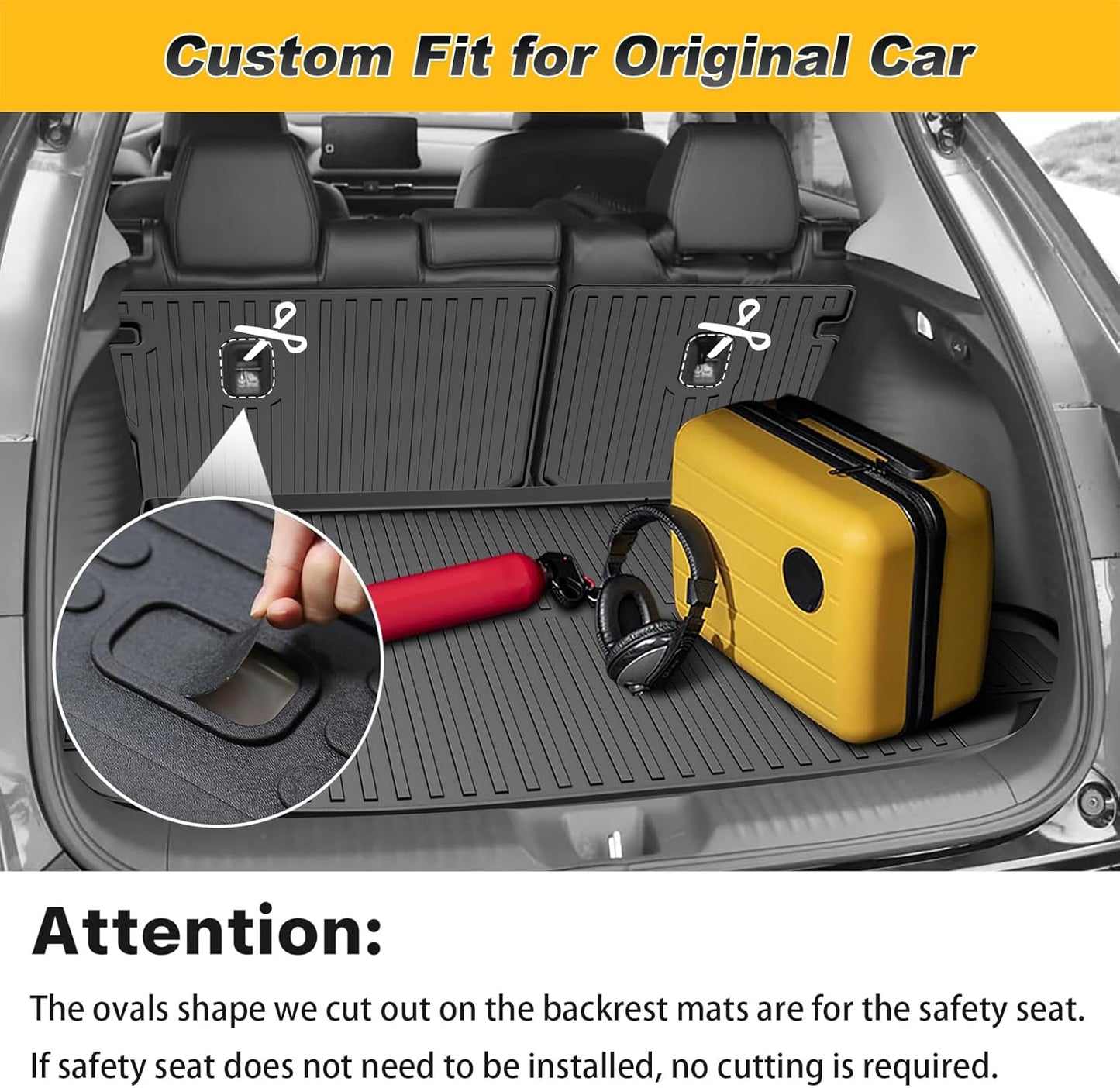 Floor Mats & Cargo Liner & Backrest Mat Fit for Honda HRV 2026 2025 2024 2023 & Acura ADX 2025: All Weather Protection Floor Liner - 1st & 2nd Row Car Liner Trunk Mat for HR-V Accessories, Black