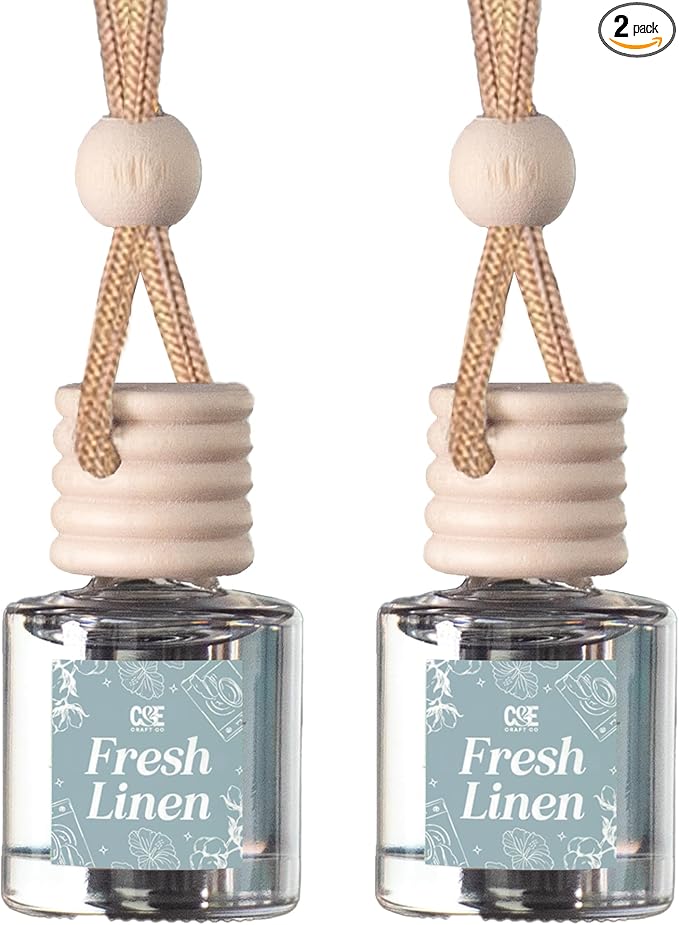 CANDECraftCo Car Air Hanging Fragrance Oil, Car Auto Freshener for Essential Oils, Scents Fragrance Aromatherapy Automobile Diffuser, Long Lasting (Fresh Linen)