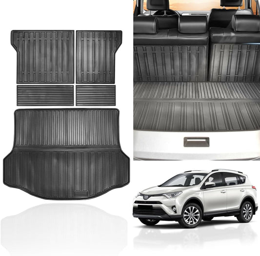 Vanseno Cargo Liner & Backrest Mat Compatible for 2013-2018 Toyota Rav4 Trunk & Rear Backrest All Weather Mats Liner (13-18RAV4)