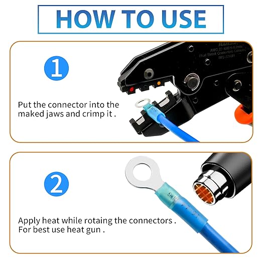 90Pcs Heat Shrink Wire Connectors Electrical Kit - Oiojuct Marine Automotive Wiring Crimp Terminals Assortment, Waterproof Ring Electrical Butt Connector