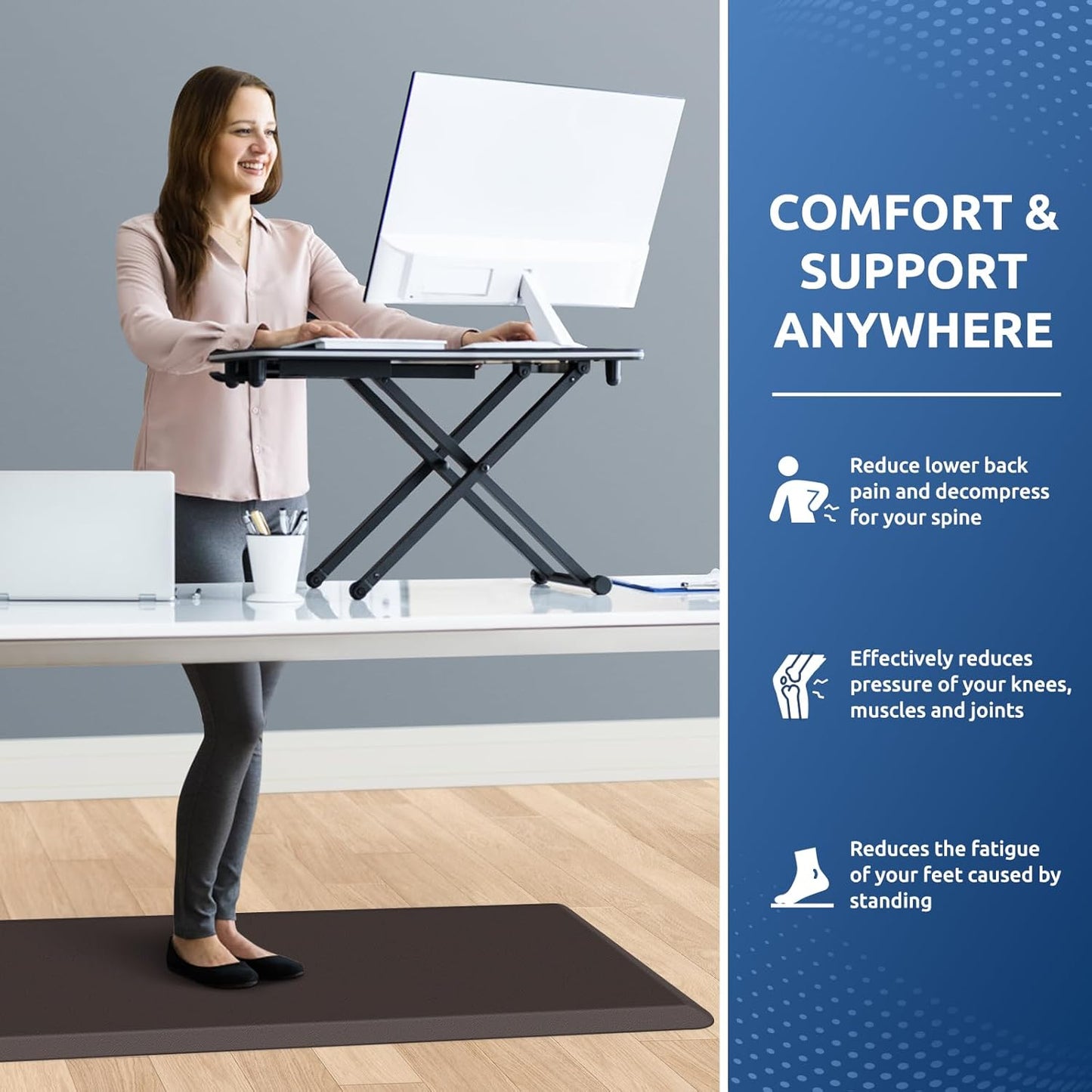 KitchenClouds Kitchen Mat Cushioned Anti Fatigue Rug 24"x70" Waterproof, Non Slip, Standing and Comfort Desk/Floor Mats for House Sink Office (Chocolate)