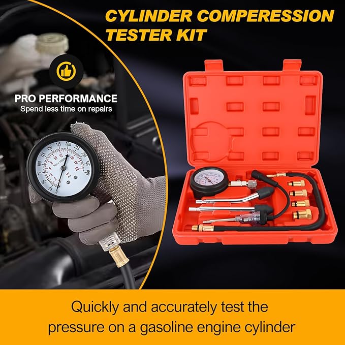 Nilight Compression Tester with Spark Plug Tester, 9PCS Petrol Gas Engine Cylinder Pressure Gauge 0-300 PSI Automotive Tool Set for Cars Trucks Motorcycles