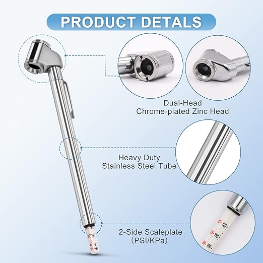 Pencil Tire Pressure Gauge 2 Pack, 10-120PSI Dual Head Air Gauge Tire Pressure Heavy Duty Tire Valve Gauge for Truck Car RV ATV Motorcycle