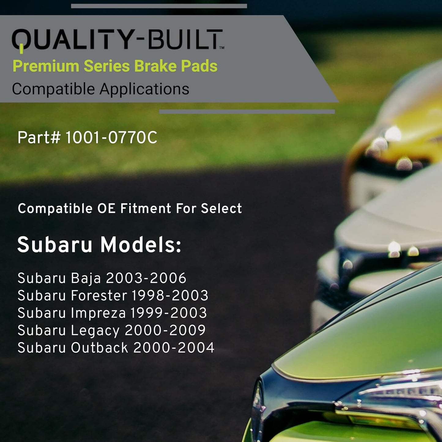 Premium Ceramic Rear Brake Pads (1001-0770C) Replacement for Subaru Baja 2006-2003, Forester 2003-1998, Impreza 2003-1999, Legacy 2004-2000, Legacy 2009, Outback 2004-2000