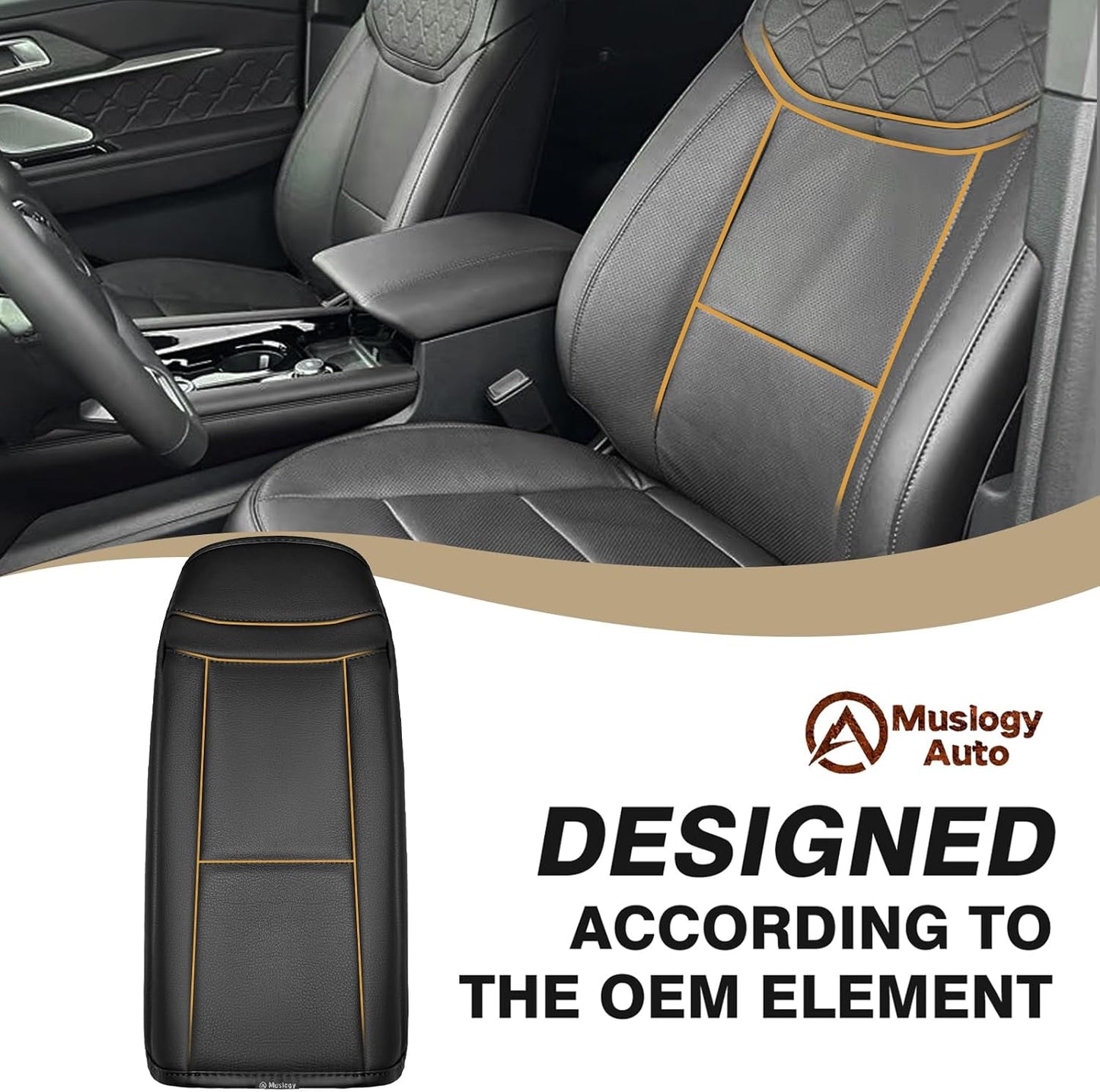 Muslogy Center Console Armrest Cover Compatible with Ford Explorer 2020-2024 2025 Comfort Armrest Pad Arm Rest Cushion Vegan Leather Protector Regular Thick