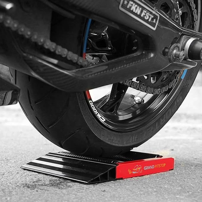 GRAND PITSTOP Motorcycle Roller Wheel Cleaning Stand - Paddock Stand Replacement - Wheel Roller Stand with Ramp Support for tire Cleaning & Chain Lubrication - (Bikes < 600 lb)
