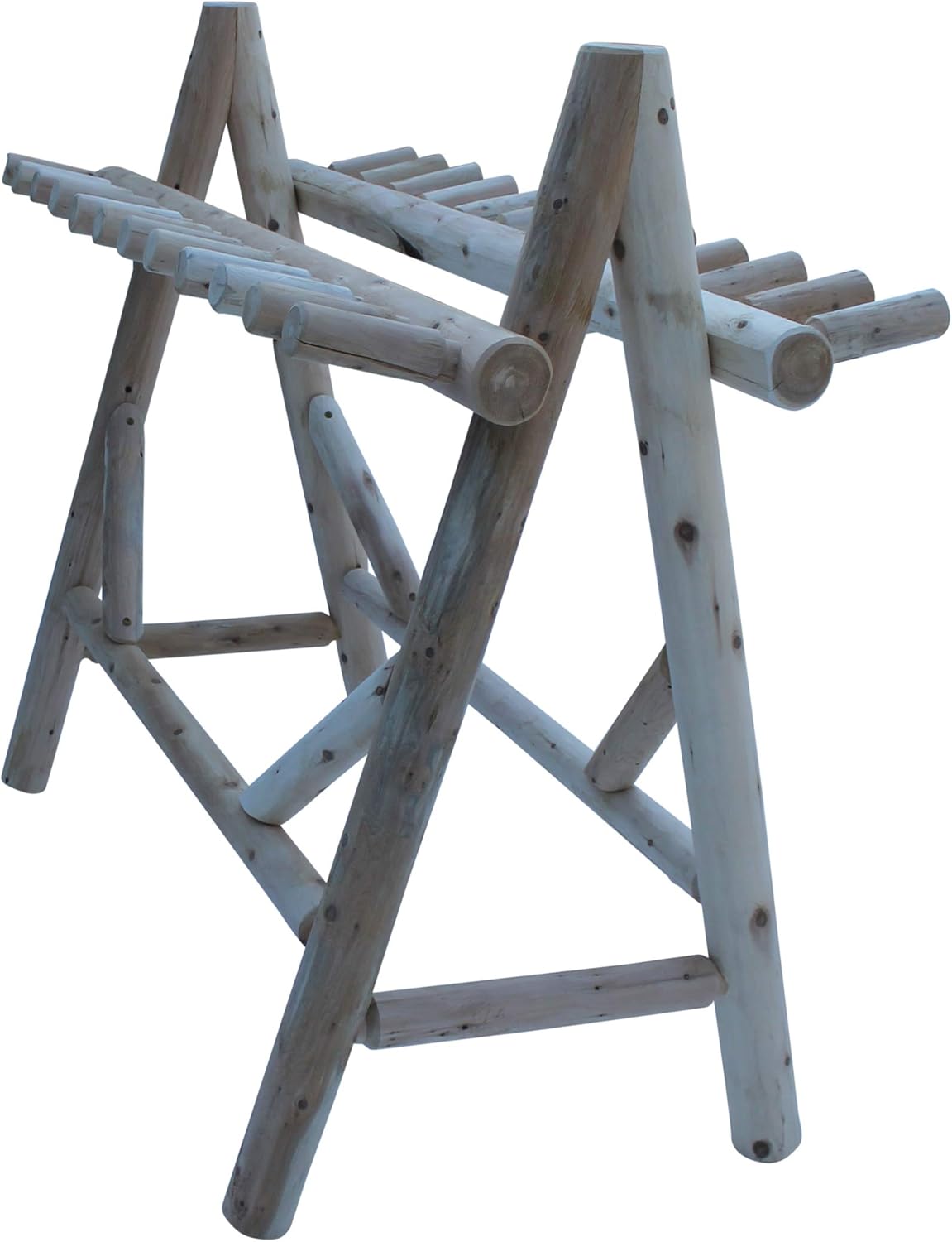 22-Place Freestanding Ski Log Racks, Pole Ski Holders, Garage Racks for Organization, Pole Stands, Snowboard Rack Garage, Snow Skis Sports Storage - Natural