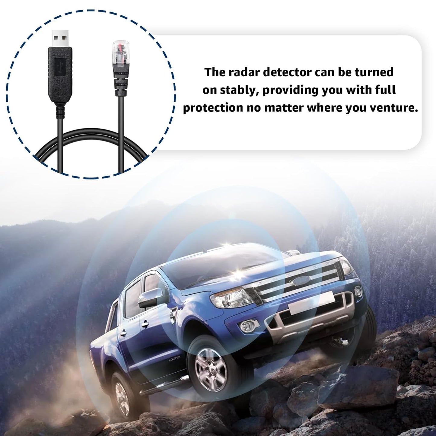 3.3FT USB to RJ11 Plug Cable,Radar Detector Cable Compatible with Escort Uniden Beltronics Radenso XP Cobra Whistler,Replacement Power Cord for Radar Detectors