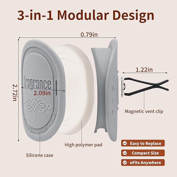 Light Scent Car Air Freshener, Car Diffuser, Made from Natural Essential Oils, Slow Emission & Long Lasting, Refresh & Air Purifying, Non-toxic, Replaceable, SDS/SGS Certified