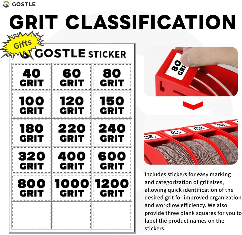 5 Inch Professional Sanding Discs Storage Bins - 6 Bins Set for Efficient Organization, Offset Snap-On Connection, Grit Classification, Space-Saving Design and Versatile Application, Red