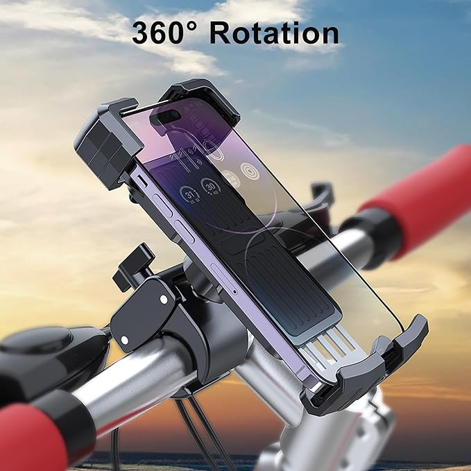 Picozon Bicycle Cellphone Holder, Motorcycle Phone Handlebars Clamp Mount for All Smartphones - Black