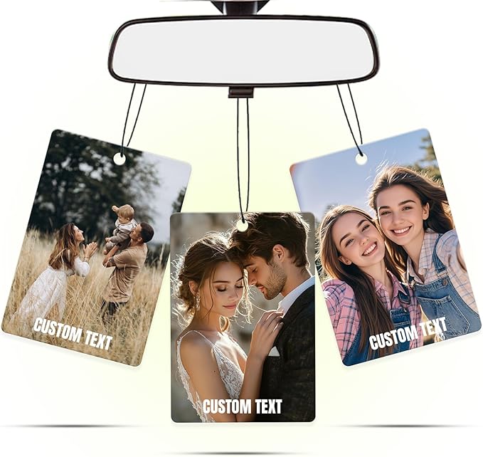 Personalized Double-Sided Custom Car Air Freshener - 100% Natural Material - Various Fragrance Types - Long-lasting Scent - Ideal for Car, Home, and Gifting
