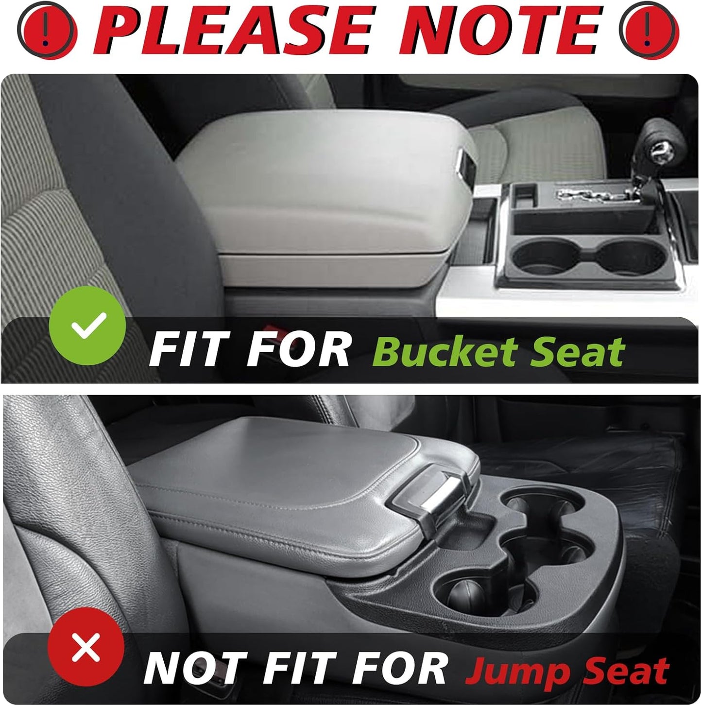 Muslogy Center Console Armrest Cover Compatible with Dodge Ram1500/2500/3500 2013-2018 Comfort Armrest Pad Arm Rest Cushion Vegan Leather Protector Regular Thick(Bucket Seat ONLY)