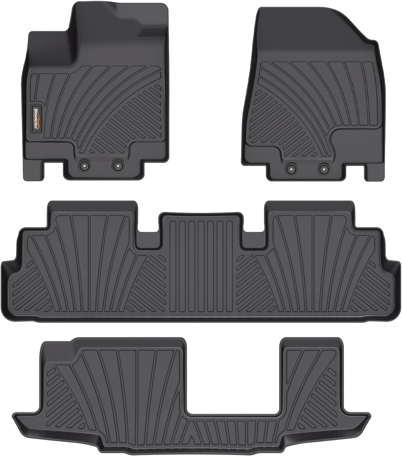 Binmotor-All Weather Floor Mats for Nissan Pathfinder 2022 2023 2024 2025, 8 Passenger, 3 Rows, for Infiniti QX60 7 Passenger, Heavy Duty Car Floor Liners Pathfinder Accessories