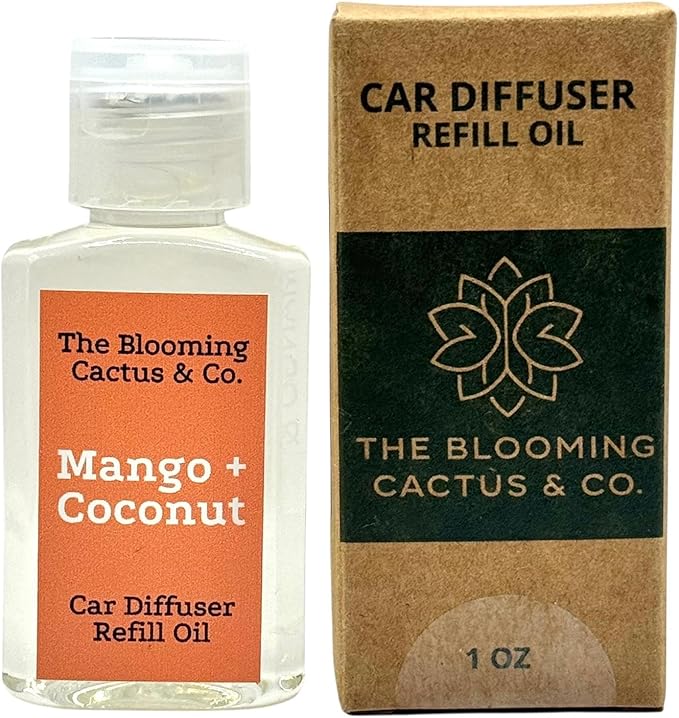 The Blooming Cactus & Co. - Car Diffuser Refill - Fragrance Oil Diffuser Refill - Reed Diffuser Refill 30 gr (Mango & Coconut)