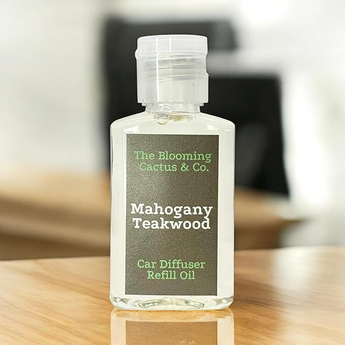 The Blooming Cactus & Co. - Car Diffuser Refill - Fragrance Oil Diffuser Refill - Reed Diffuser Refill 30 gr (Mahogany Teakwood)