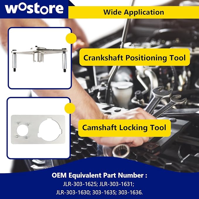 Wostore Camshaft Timing Locking Tool kit Compatible with Land Rover 2.0 Diesel Petrol Engine Evoque 2.0T JLR INGENIUM I4 2.0L, OEM JLR-303-162/1631/1630/1635/1636