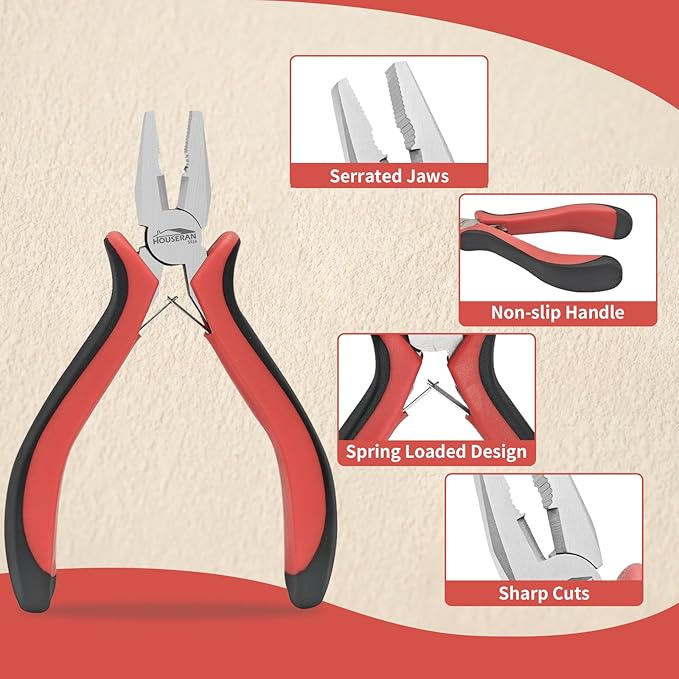 Mini Linemans Pliers 5"-5 Pack Combination Plier with Side Cutter, Lineman Pliers Electrical for Jewelry Making, DIY, Craft, Model
