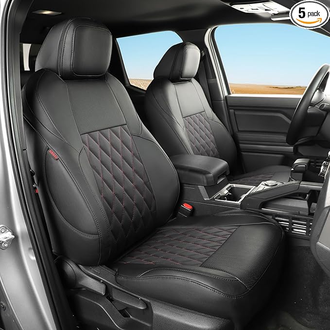 coverdream 4runner Seat Covers Full Set for 2025 2026 Toyota 4Runner 5 Seats Pickup Truck Seat Cushion,Fully Covered Luxury Waterproof Leather Seat Protector,Armrest Cover Included(Black & Diamond)