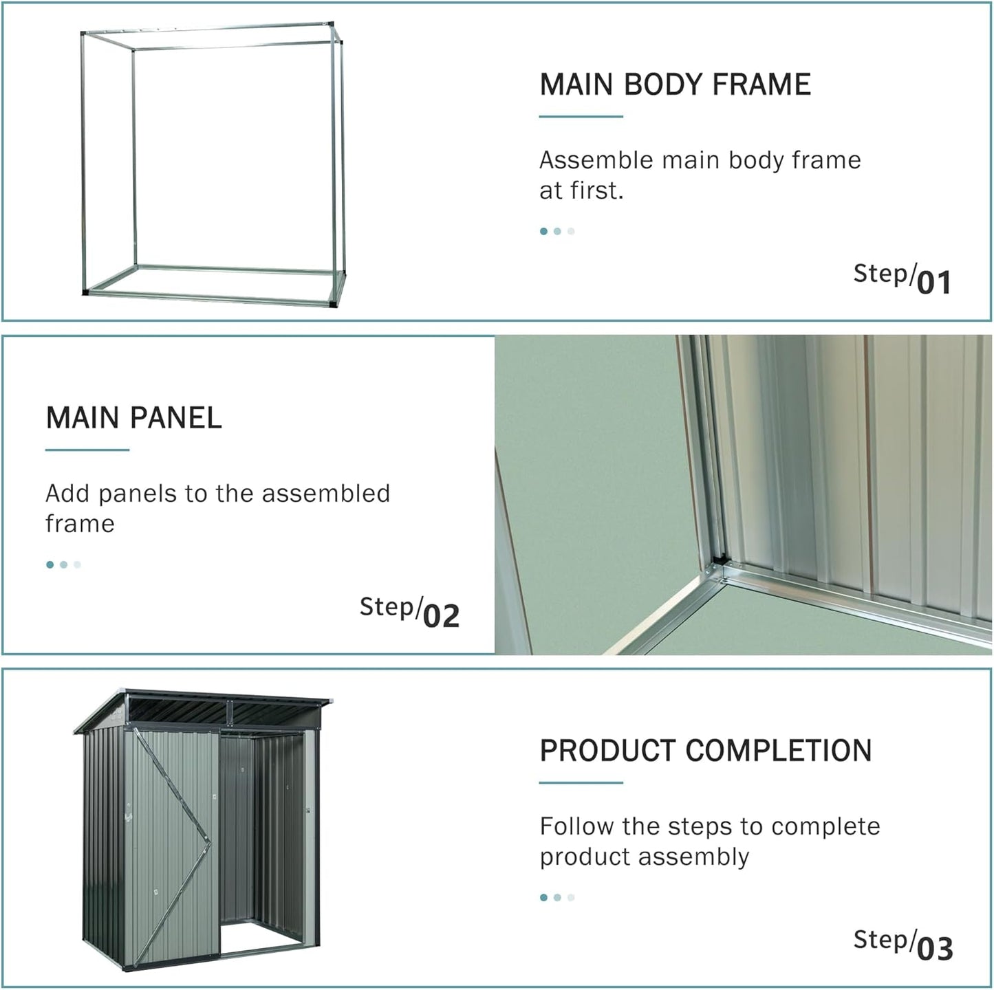 Metal 5x3 FT Garden Storage Shed, Outdoor Small Shed with Sloped Water-Resistant Roof and Lockable Door for Backyard, Patio,Garage and Bike Storage Grey