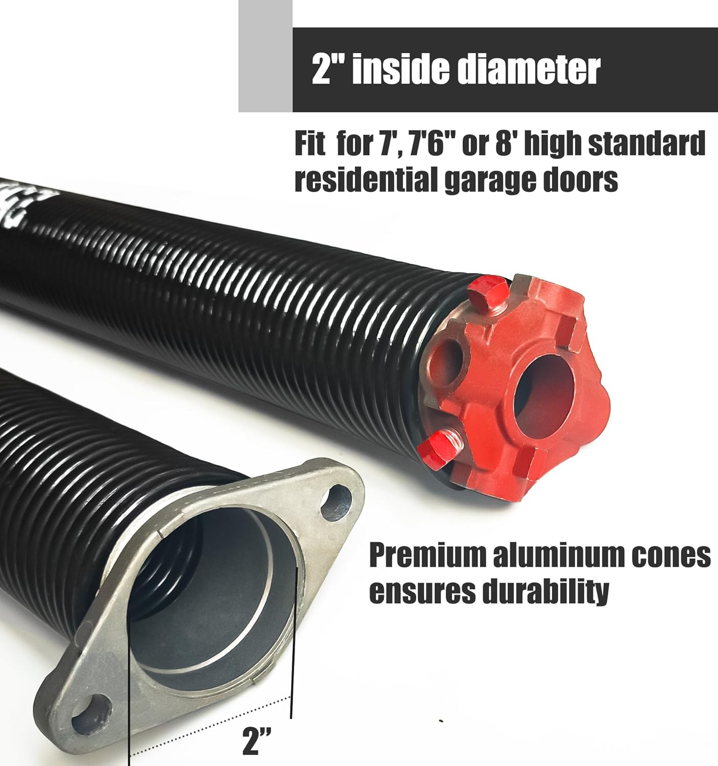 Garage Door Torsion Spring Set, Pair of 2" Electrophoresis Coated Garage Door Spring Replacement with 2 Non-Slip Winding Bars and Bearing, Minimum 16000 Cycles (.250x2x32)