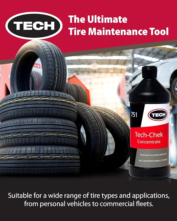 TECH CHEK Concentrated Tire Leak Detection Formula - Find Even the Toughest to Spot Leaks, Fast - Quart