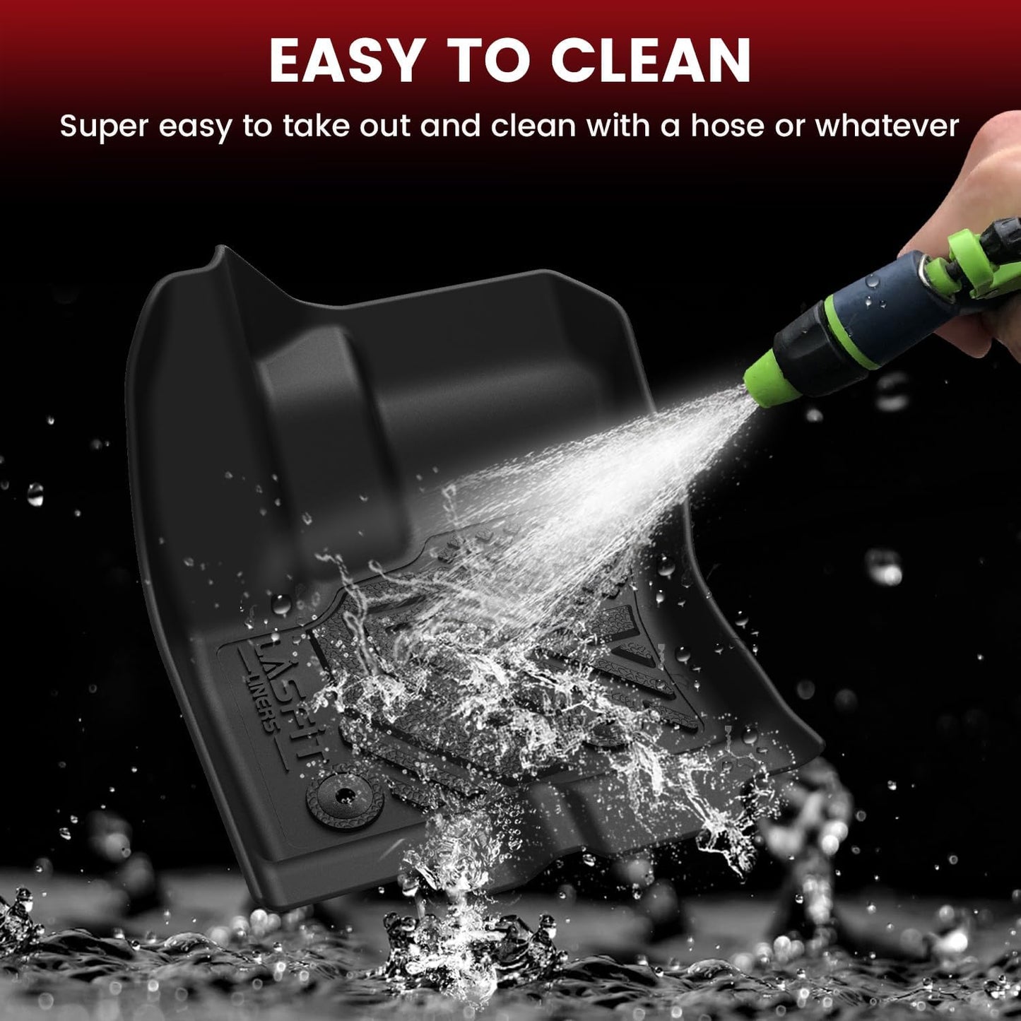 LASFIT Front Floor Mats for Ford Transit Connect 2014-2021 Vinyl Floor with Floor Posts All Weather Protector TPE Car Floor Liner for Transit Vans, 1st Row Only, Black