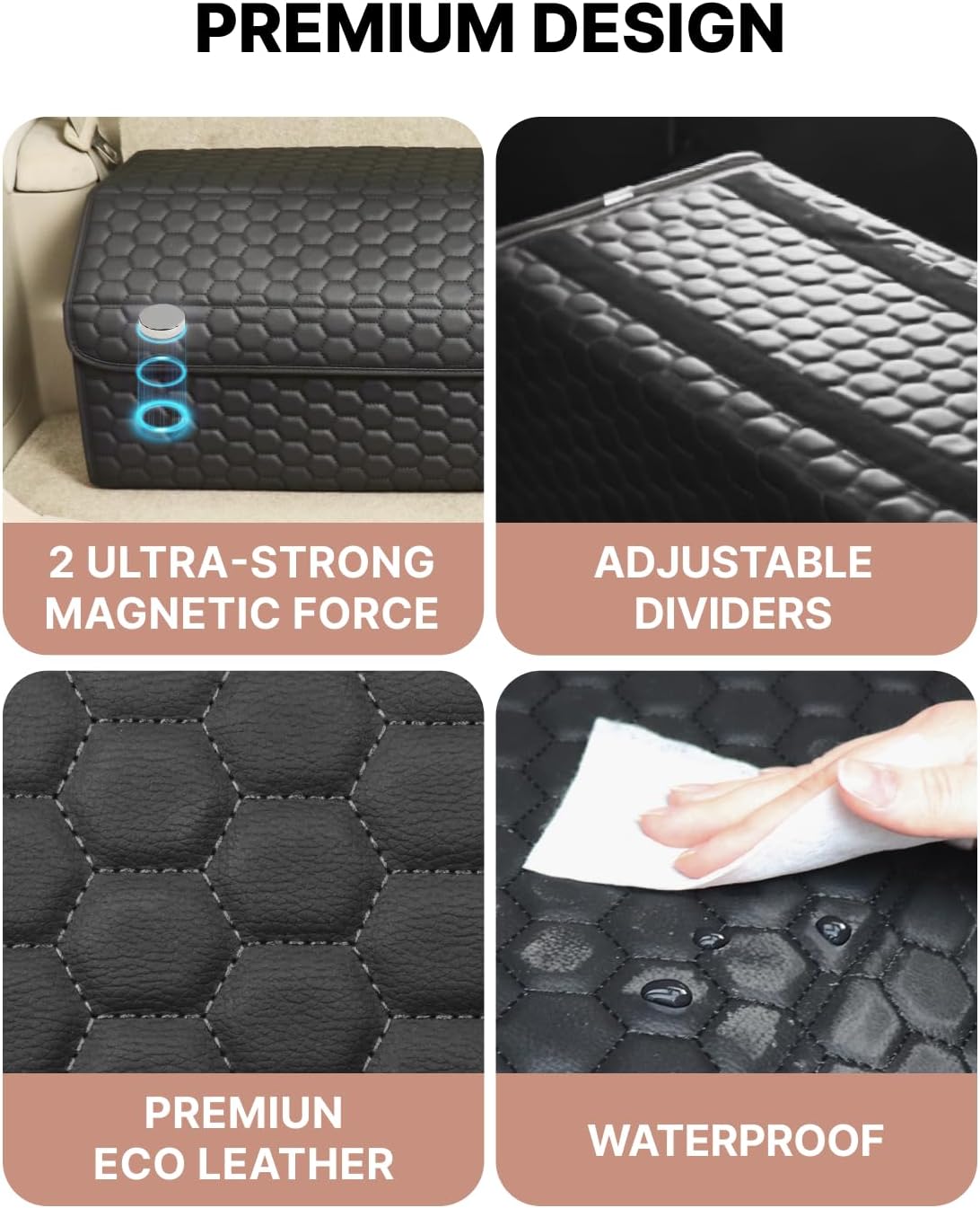 Car Storage Organizer Bundle - Two Foldable Crates For Groceries, Gear & Trips - Durable SUV And Truck Storage Set - Thoughtful Birthday Gifts For Drivers (Black 17+21)