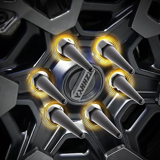 24PCS 14x1.5 Wheel Spike Lug Nuts, Black Spike Lug Nuts M14x1.5 Solid 4.4" Tall Acorn Lug Nut with 1 Socket Key Replacement for Ram 1500 2500 3500, F-150 F-250 F-350, Grand Cherokee