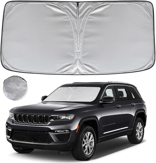 KAYZT Windshield Sun Shade for 2022-2025 Jeep Grand Cherokee (Not for Grand Cherokee L & Jeep Cherokee) Foldable Sunshade Front Window Custom Fit Car Accessories