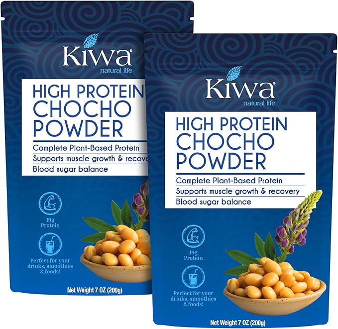 Kiwa Chocho Powder 2-Pack – Complete Plant-Based Protein from Andean Lupin – Supports Muscle Growth, Recovery & Blood Sugar Balance – 7oz Bags