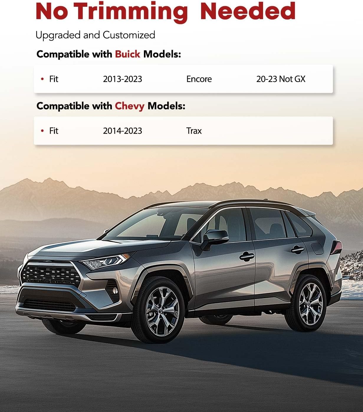 YHTAUTO Floor Mats Fit Buick Encore 2013-2023(NOT GX), Chevy Trax 2014-2023, TPE All Weather Car Mats Waterproof Anti-Slip Odorless Floor Liner, Interior Car Accessories Front & 2nd Row Liner