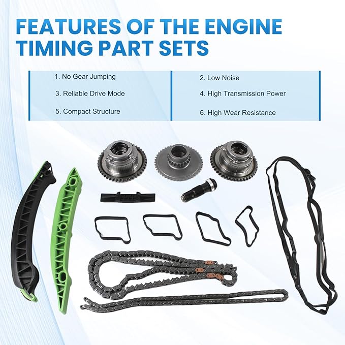 2710503347 M271 Engine Timing Chain Kit w/Camshaft Adjuster Compatible with Benz W203 W204 SLK250 E250 M271 C200 S212 C180 After-Market Parts 2710301163 2710503447